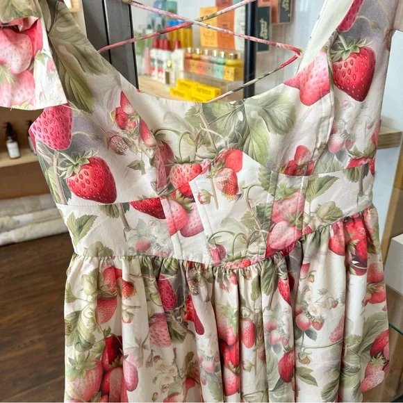NWT SELKIE Strawberry Cream Farmer’s Market Dress - Picture 4 of 6